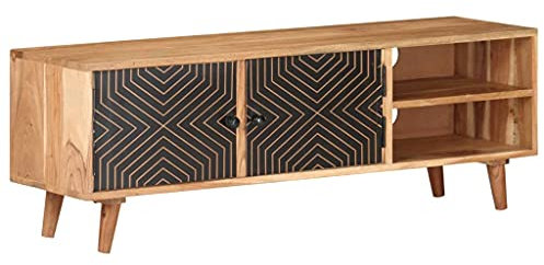 Meuble TV 115x30x39 cm Bois d'acacia Massif,Meuble TV en Bois d'acacia Massif Moderne et spacieux pour Salon Meubles TV, Banc TV