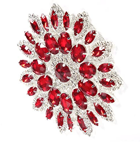 Kristallglas-Strass-Dekoration, für Hochzeitsdekoration, DIY-Handwerk, DIY-Kleidung, Schuhe, Tasche, Schmuck, Zubehör, 11 Cm (roter silberner)