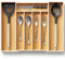 Kitsure Silverware Organizer - Expandable Bamboo Kitchen Drawer Organizer, Adjustable Cutlery Tray for Kitchen Storage & Organisation, 39.3 x 4.8 x 31.0-49.7cm
