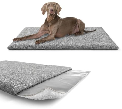 Knuffelwuff selbstwärmende Hundematte Melbourne mit isolierender Luftschicht 80x60cm Grau | aktive Wärmeerzeugung bei Feuchtigkeit | kuscheliges & Robustes Lammfellimitat | pflegeleicht & formstabil
