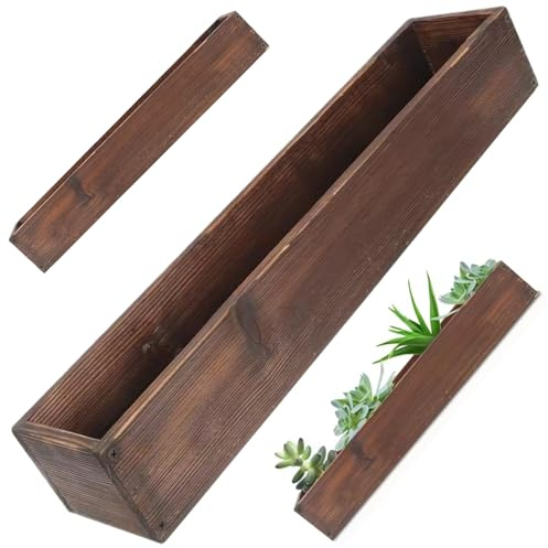 Hperu Caja de Madera, macetero de Madera rústica de 19, 7x4x2, 8, Maceta Rectangular para Flores suculentas, para Patio, Granja, Patio, hogar Interior y Exterior, decoración de jardín