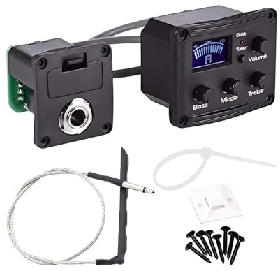 Guitar Pickup 3-Band Equalizer Preamp | Lcd Screen Piezo Pickup for Acoustic Guitar for Ukulele Violin Bass Banjo Acoustic