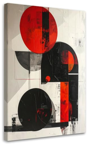 Feeby Bilder - Foto Geschenk - Abstrakt Kreise geometrisch rot - 40x60 1tlg - Leinwandbilder Wohnzimmer - Wandbild über dem Bett - Bild Schlafzimmer - Aesthetic Zimmer Deko - Modern Pictures