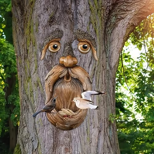 hogarevrumah Tree Face, Tree Faces Bird Feeder, Tree Art, Tree Decorations Outdoor, Tree Faces, Tree Stump Decor, Face for Tree Trunk, Outdoors Tree Decorations, Tree face Decor, Tree Eyes