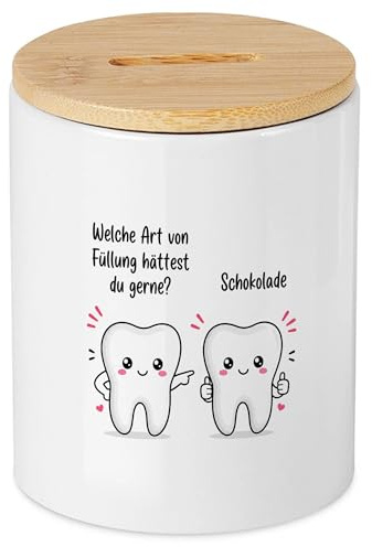Lustige Spardose Zahnarzt Spruch, Zahn-Motiv, Geldgeschenk Zahnmedizin Abschied, Sparschwein für Zahnärzte, Zahnarzthelferin, Geburtstag Wunscherfüller