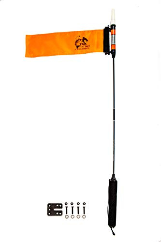 YakAttack VISICarbon Pro with MightyMount | 360° LED Safety Light & Flag System for Kayak Visibility | Includes Mount & Hardware | Carbon Fiber Mast | Collapsible Design | Made in USA