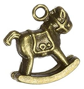 Antik Gold Schaukelpferd Charm Anhänger 16 x 17 mm PK1