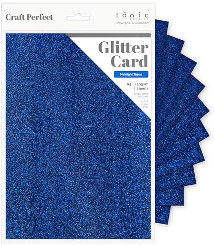 Tonic Studios A4 Craft Perfect Glitter Card, Cardstock, Midnight Topaz, 30 x 21.5 x 0.5 cm