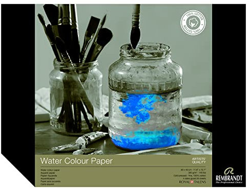 Rembrandt Professionelles Aquarellpapier Block | 300 g/m², 20 Blatt | 100% Baumwollpapier | 30 x 40 cm