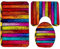 JMAHM 3-teiliges Set Badematten, rutschfest, Badezimmerteppich, WC-Vorleger, WC-Sitzbezug, Vorleger (bunt)