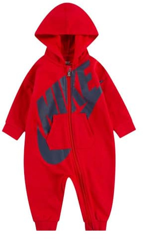 Nike Baby All Day Play Overall Strampler mit Kapuze Farbe: Rot (U10); Größe: 3-6M (62-68 cm)