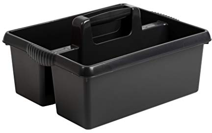 Heavy Duty Plastic Handy Kitchen Tool Cleaning Tool Box Utility Caddy Storage Tidy Organiser Tote Tray Large Strong Cleaners Carry Caddy (Midnight)