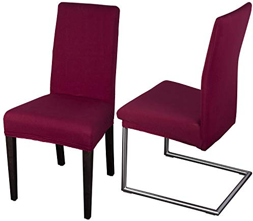 Staboos Stuhlhussen 2er Set - Hochwertige und elastische Stuhlhussen für Swingstühle - Pflegeleichte Stuhlbezüge & Hussen für Stühle - Perfekter Stuhlbezug 2er Set - ÖKO TEX Zertifiziert - Dunkelrot