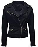 ODCOCD Simili cuir suédé veste moto femme courte