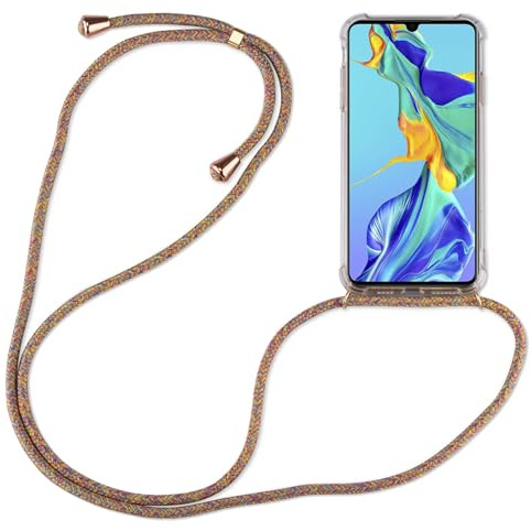 betterfon Hülle Kompatibel mit Huawei P40 Lite | Handykette Smartphone Halskette Hülle mit Band | Handyhülle mit Kordel zum Umhängen Kompatibel für P40 Lite | Rainbow