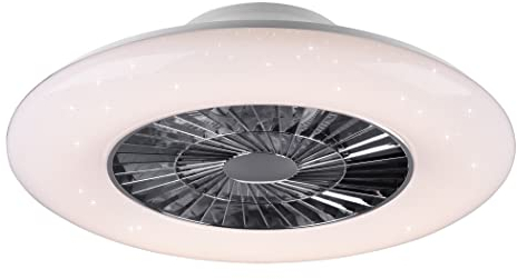Reality Leuchten LED Deckenleuchten-Ventilator Visby R62402106, Kunststoff Chrom/Weiß matt, inkl. 40 Watt LED, Ventilator 40 Watt