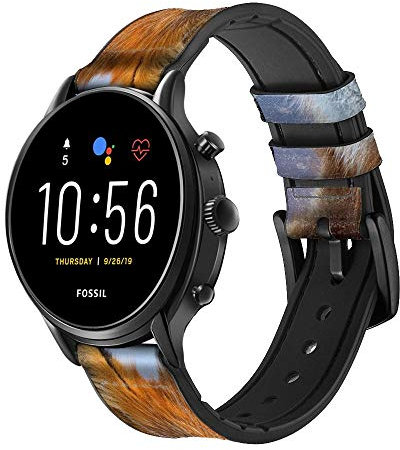 Fox Leather Smart Watch Band Strap For Fossil Hybrid Smartwatch Nate, Hybrid HR Latitude, Hybrid Smartwatch Machine Size (24mm)