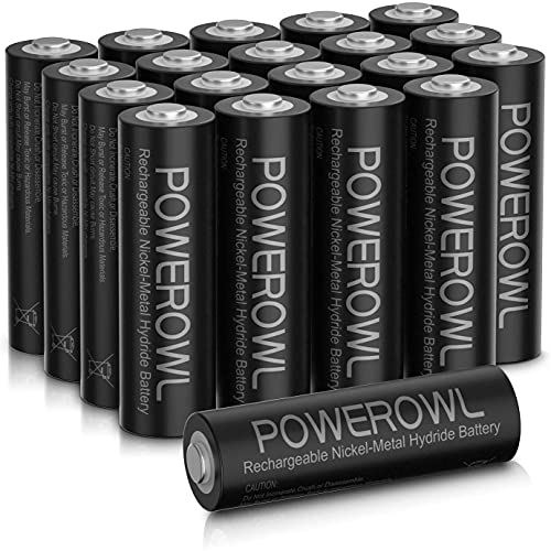 POWEROWL AA Akku 2800mAh 20 Stück AA wiederaufladbare Batterien - Mignon AA Akkubatterien 1.2v NI-MH Typ, geringe Selbstentladung mit Staubkasten