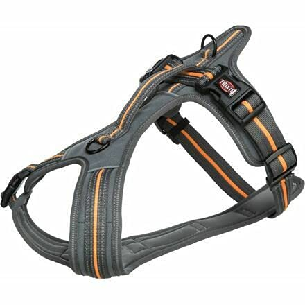 Trixie Fusion Reisegeschirr aus Nylon, Graphit/Papaya, Größe S-M 45-54 cm/20 mm