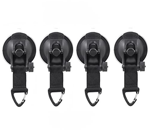 Alnicov Heavy Duty Suction Cup Anchor with Securing Hook,Camping Tarp Accessory for Camping Car Van Truck Boat and Home(4pcs,Black)