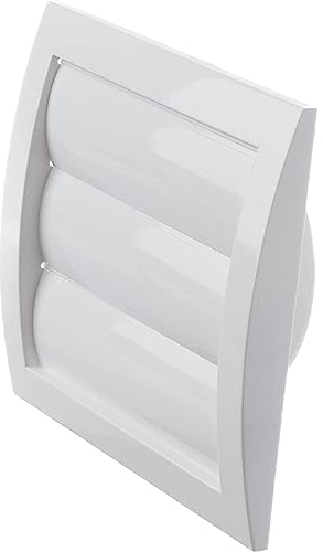 LIRAST 148x153mm / Ø 100mm Blanche Grille de Ventilation en Plastique avec Lamelles Mobiles - Grill D'aération avec Moustiquaire