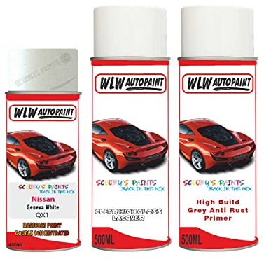 Aerosol Spray Paint For Nissan Cube Geneva White 2000-2019 Primer Undercoat With Lacquer