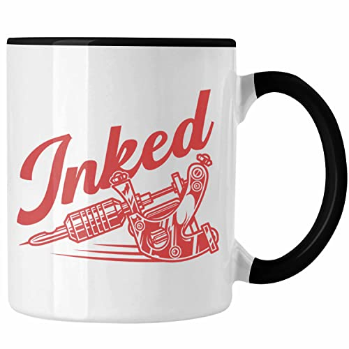 Trendation - Inked Tattoos Tasse Geschenk Tattoowiererin Tattoowierer Geschenkidee Spruch Männer Frauen (Schwarz)