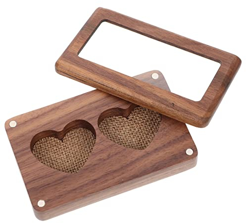 HOMSFOU Hochzeit Holz Ringbox Herz Schmuckbox Vintage Ringkissen Ringschachtel Ringetuis Rustikale Ohrring Ring Box Ehering Schachtel Verlobung Geschenke Schmuck Aufbewahrungsbox schmuckkästchen deko