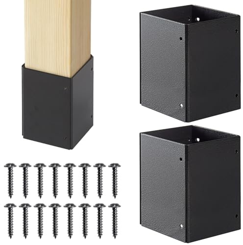 Wanhork 304 Stainless Steel Adjustable Post Guards (2-Pack Range 3.3-6 inch), Protects Mailboxes, Decks and Fences from Rain and Damage
