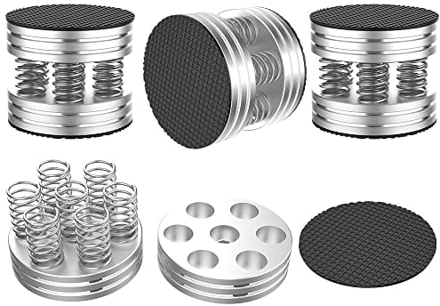 Tertullus 4 Stück High End Lautsprecher Füße Schwingungsdämpfer Aluminium Füße Audio Absorber Lautsprecherständer Mit Rutschfestem Gummi Resonanzdämpfer (Silver)