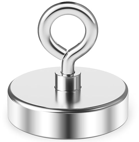 Angelmagnete, 300 LBS Zugkraft Starke Magnetangeln, Neodym Magnet aus Seltenen Erden mit Huböse, Stark Magnetfischen zum Auffinden von Gegenständen in Seen, Stränden, Rasen - Durchmesser (50 mm)