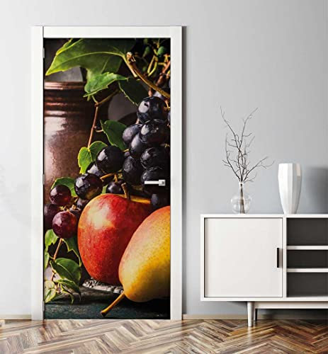 MyMaxxi - Tür bekleben mit Türtapete Türposter Türfolie Selbstklebend 90x200 Obstteller - Tür verschönern Türaufkleber Türklebefolie Küche Essen Nahrung Mehrfarbig