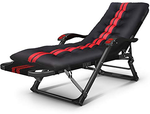 Gartenliege Zero Gravity Lounge Chair, verstellbarer Liegestuhl Lounge Chair mit Kissen Klappbares Campingbett Atmungsaktiver Klappsessel für Strand Freibad Terrasse Deck,Schwarz_178X67X33CM/70X26X13I