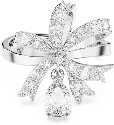 Swarovski Volta Cocktailring, Rhodinierter Damenschmuck mit Strahlenden Swarovski Kristallen
