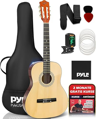 Pyle Akustik Gitarre für Kinder – Acoustics Guitar for Children, Kindergitarre mit Gitarren Set, Tuner &Tragetasche, Konzertgitarren Größe 3/4, Akustische Gitarre für Anfänger & Fortgeschrittene, Holz