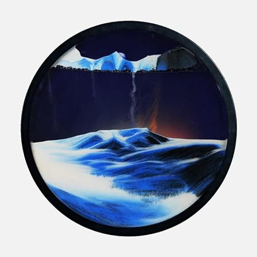 Moving Sand Art Sandscape Moving Sand Art Picture Round Framed Sand Landscape Display Dynamische 3D Moving Sand Dekoration für Home Office Cafe Relaxing Decorativea Erwachsene Smaragd 30,5 cm/Smara