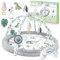 Nukido Interaktives Spielbogen Baby 5in1 Krabbeldecke für Baby Spielmatte Laufstall Baby mit Matratze Babynestchen mit Bauchzeit Kissen 2 Bogen mit 7 Sensorik Spielzeug 56 cm Grau