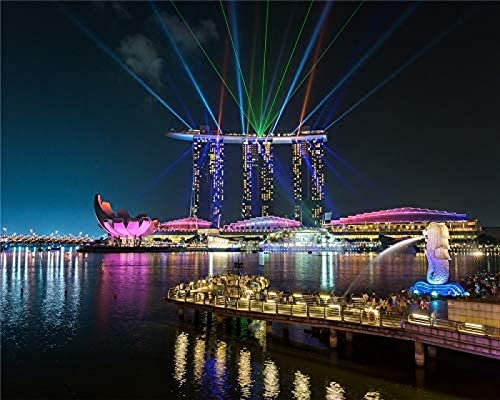 KESIMO Papery Puzzle 1000 Teile Marina Bay,Nacht,Singapur,Einzigartige Heimdekoration und Geschenke 70x50cm