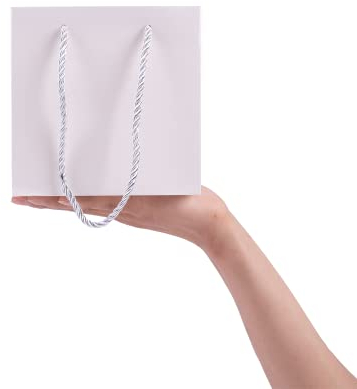 ysmile Geschenkkorb für Gastgeschenke, kleine Papiertüte mit quadratischem Boden, 15,2 cm, Weiß