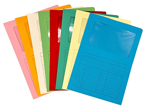 ARKRAFT Cartelle documenti ufficio con finestra formato A4 confezione da 8 (8, Multicolor)