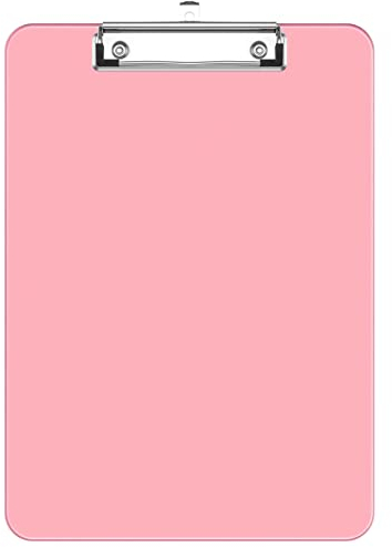 Hnogri Porte-bloc en plastique rose format lettre standard A4 pour infirmières, étudiants, bureau et femmes, avec porte-stylo et clip discret, taille 31,8 x 23 cm,rose