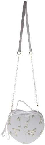 SHERCHPRY Kettentasche Kleine Abendtasche Partykupplung Abend Geldbörse Umhängetasche in Herzform Cross-bady-tasche Herz-abendgeldbörse Geldbörse in Herzform Fräulein Bote Lady Metall Weiß