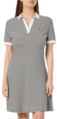 Tommy Hilfiger Robe Polo Femme Rayée, Multicolore (Breton Ecru/Desert Sky), M