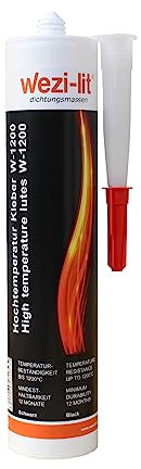 wezi-lit W-1200 Lot de 20 x 310 ml de mastic adhésif et d'étanchéité résistant à la chaleur jusqu'à 1200 °C Pour chaudière et four Résistant au feu Haute température