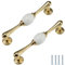 Poignée Meuble 2 Pièces Poignée En Porcelaine Dorée Style Chinois Bouton De Porte De Garde-Robe Et Poignée Bouton De Porte De Tiroir De Meuble,Porcelaine Blanche 128mm