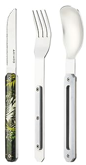Akinod Couverts droits élégants gourmands avec insert magnétique (couteau, fourchette et cuillère) - Magnetic straight cutlery 12H34 mod. MIRROR Jungle