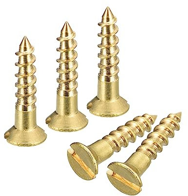sourcing map Laiton Bois Vis, 50pcs M2.5 x 12mm Fente Emplacement Plat Tête Auto Taraudage Vis Tête Fraisée pour Travail Bois Meubles