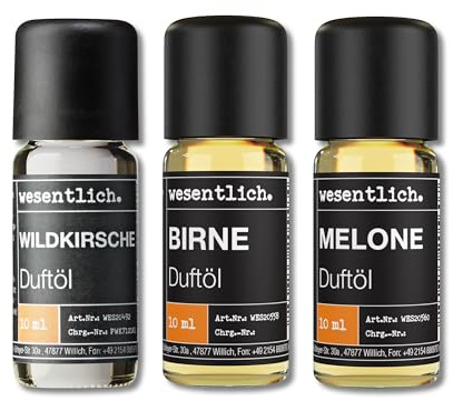 wesentlich. Duftöl Set - harmonische Duftkompositionen für Duftlampe, Diffuser und Kerzen – Kirsche, Birne, Melone