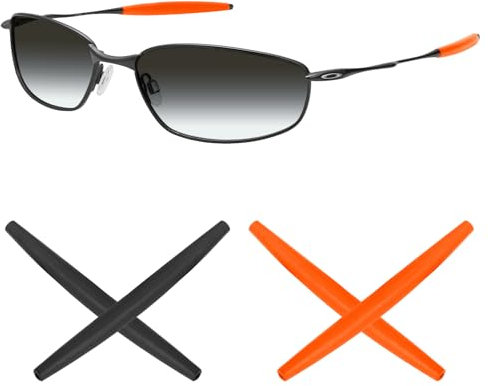 Mryok 2 Pair Replacement Earsocks for Oakley A Wire Sunglass - Orange & Black