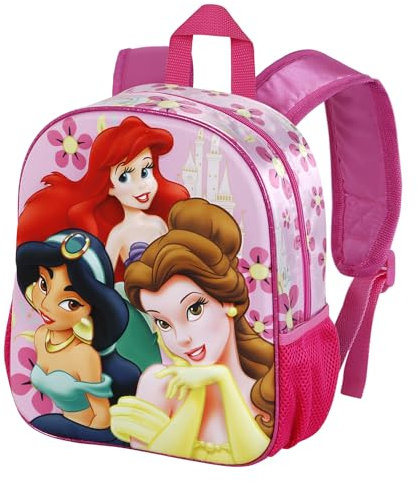 Disney Princesas-Mochila 3D Pequeña, 26 x 31 cm, Capacidad 8.5 L, Rosa Palace